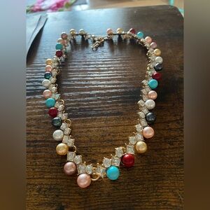 Multicolor Pearl and Crystal Necklace 18 inches 18 ct gf
